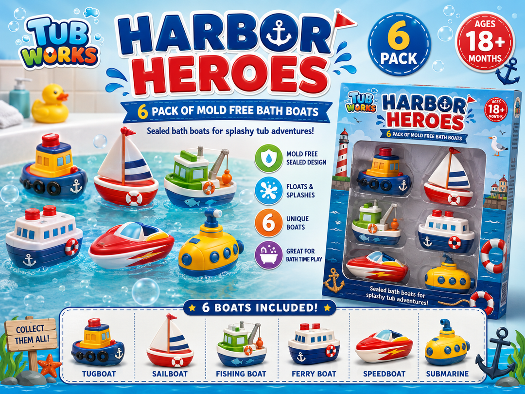 Tub Works® Harbor Heroes™ Mold Free Bath Toys, 6 Pack