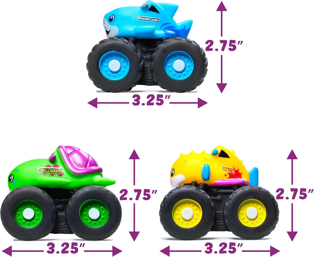 Tub Works® Monster Trucks™ Light Up Bath Toys, 3 Pack, Shark, Sea Turtle & Pufferfish
