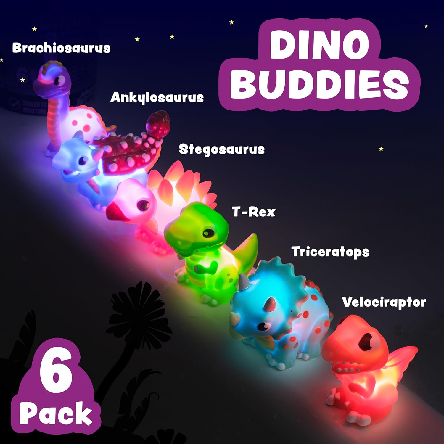 Tub Works® Dinos™ Dinosaur Light Up Bath Toys, 6 Pack – Tub Works LLC