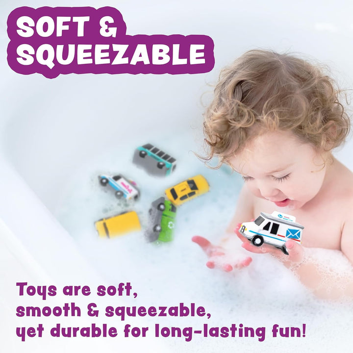 Tub Works® Vehicles™ Bath Cars Mold Free Bath Toys, 6 Pack