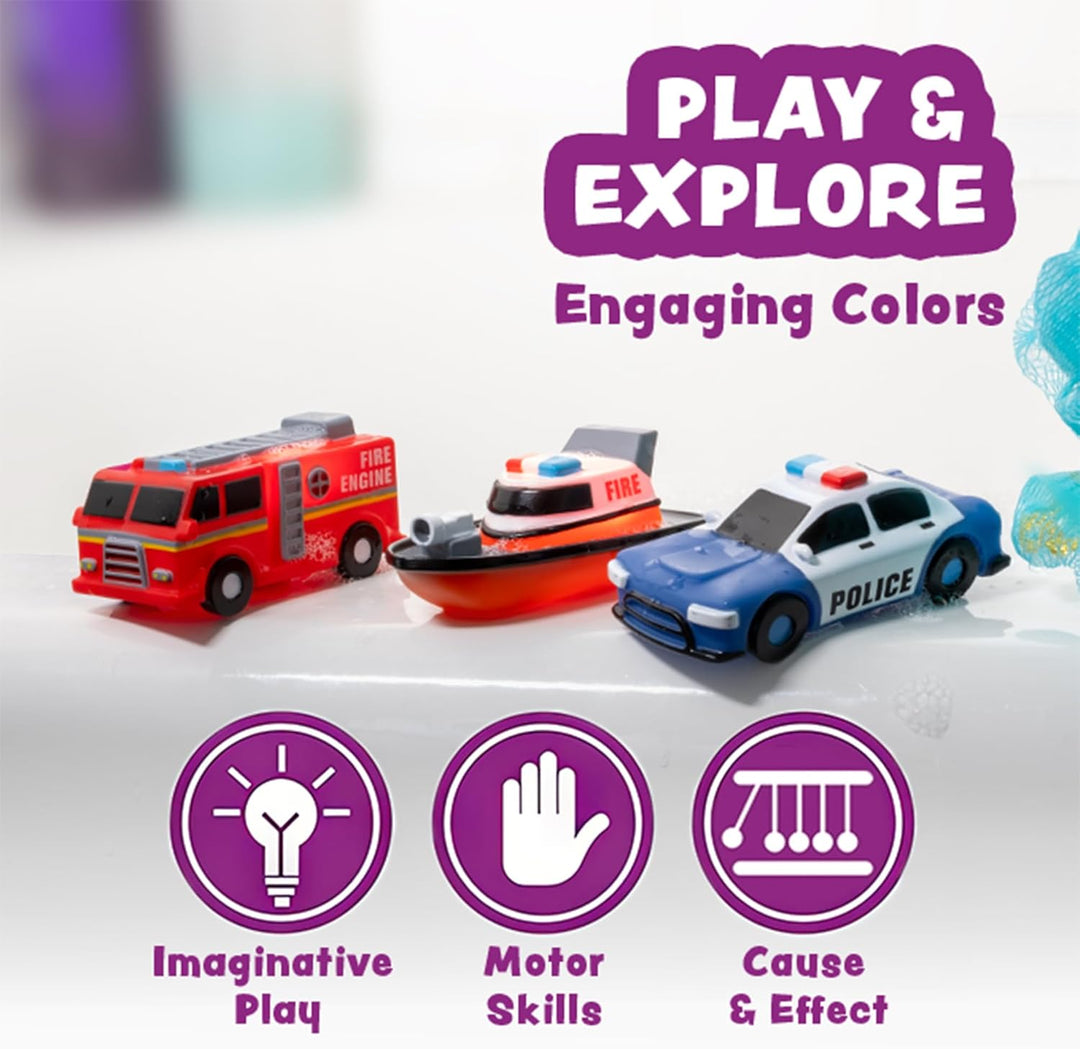 Tub Works® Emergency™ Cars Light Up Bath Toys, 12 Pack