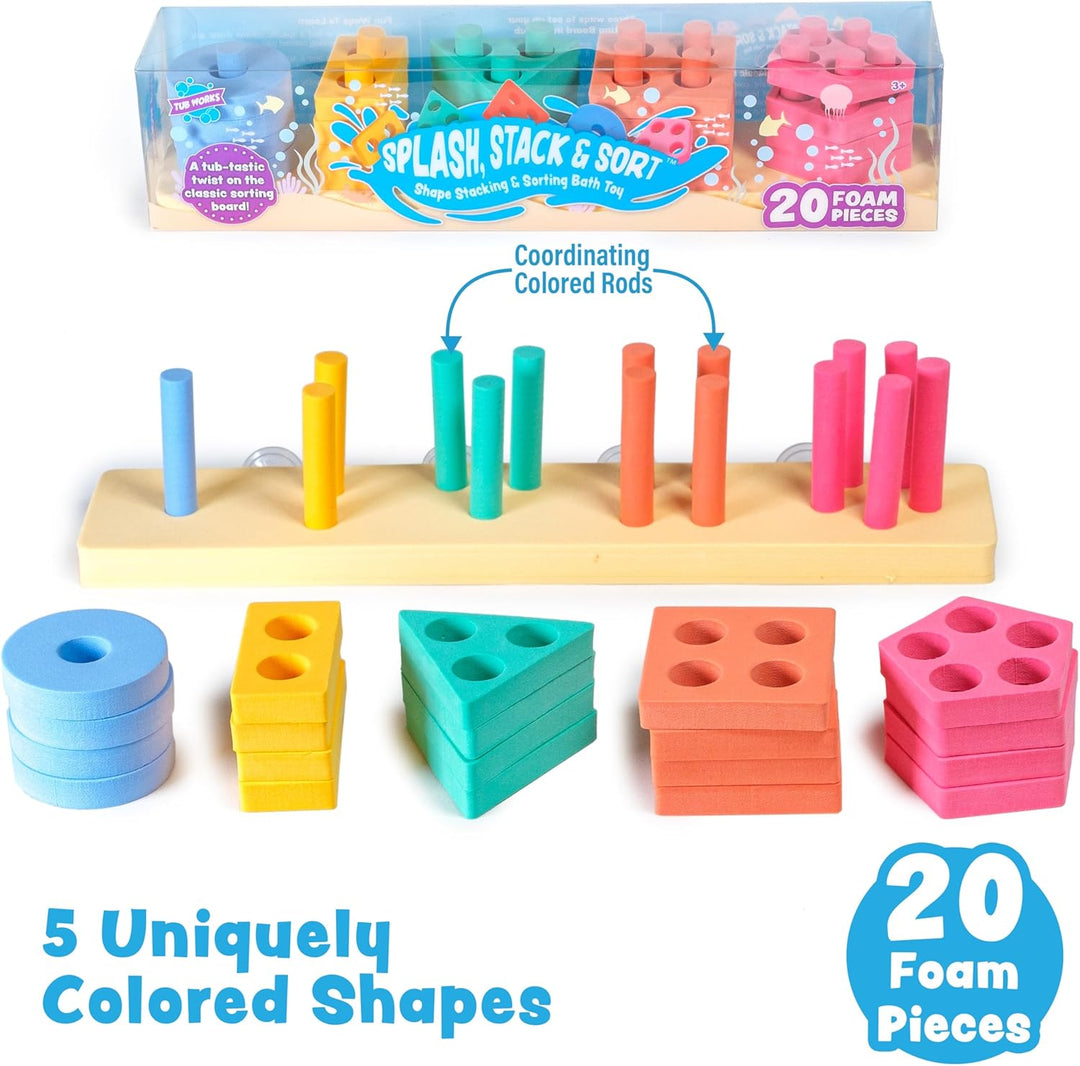 Tub Works® Splash, Stack & Sort™ Shape Sorter & Stacking Toddler Bath Toy