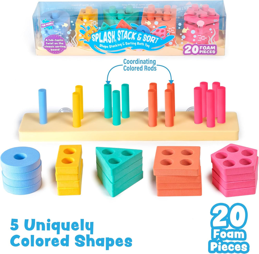 Tub Works® Splash, Stack & Sort™ Shape Sorter & Stacking Toddler Bath Toy