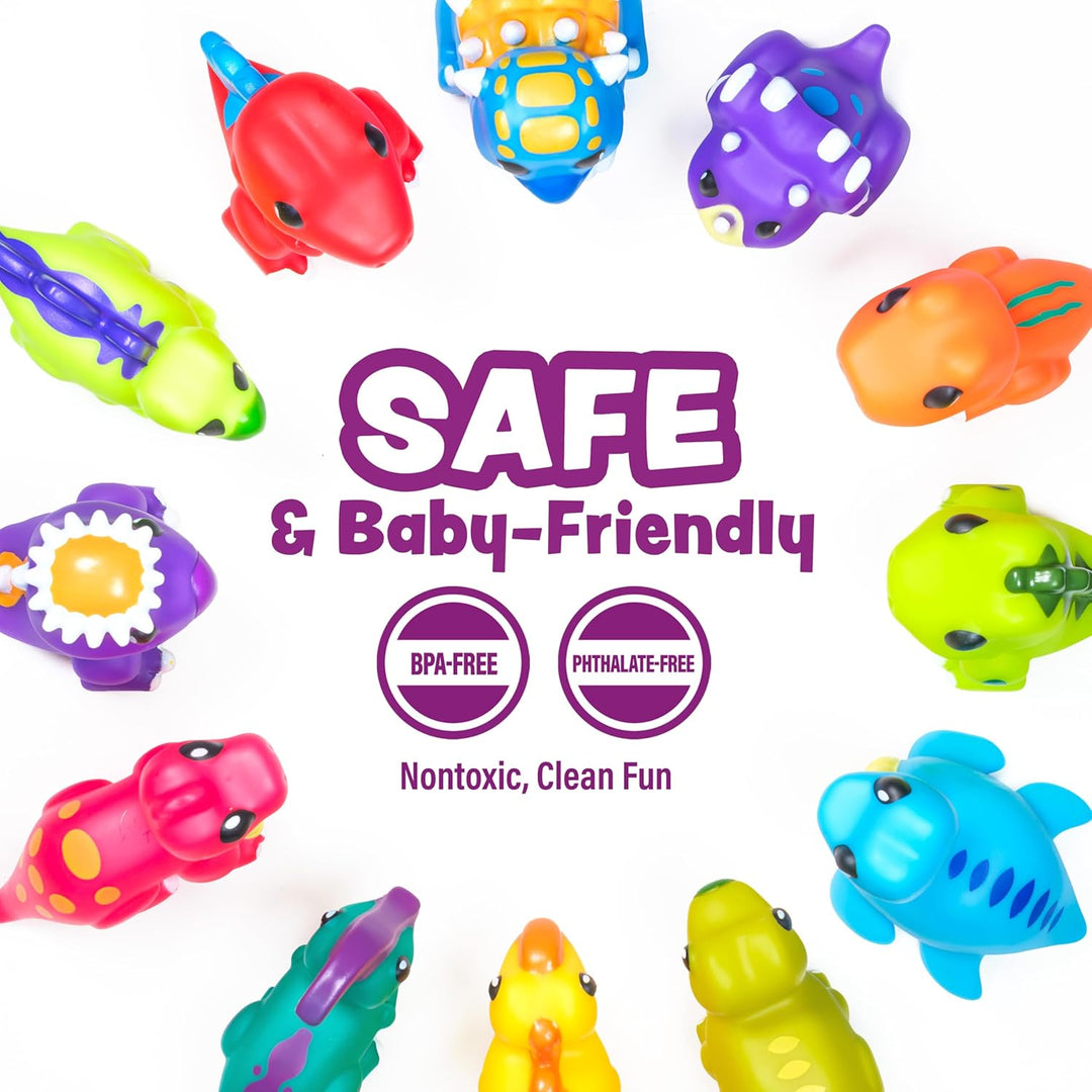 Tub Works® Dinosaur Mold Free Bath Toys, 12 Pack