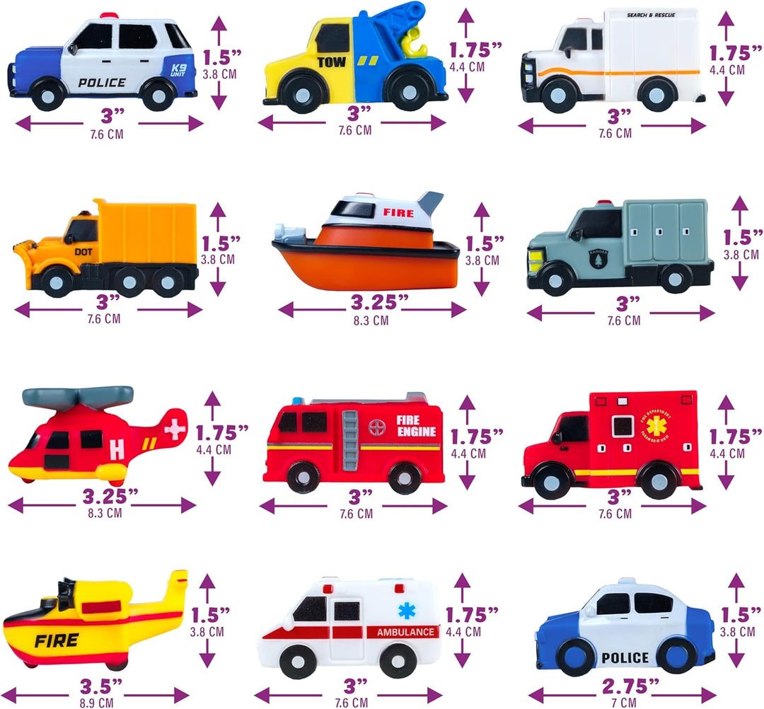 Tub Works® Emergency™ Cars Light Up Bath Toys, 12 Pack