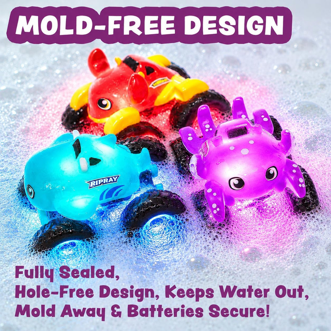 Tub Works® Monster Trucks™ Light Up Bath Toys, 3 Pack, Crab, Ray & Octopus