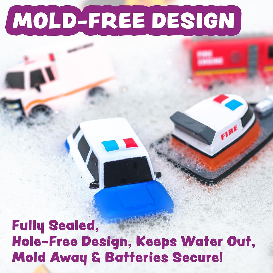 Tub Works® Emergency™ Cars Light Up Bath Toys, 12 Pack