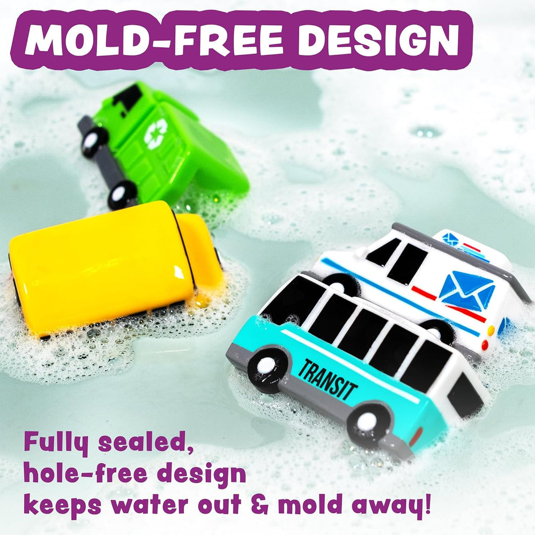 Tub Works® Vehicles™ Bath Cars Mold Free Bath Toys, 6 Pack