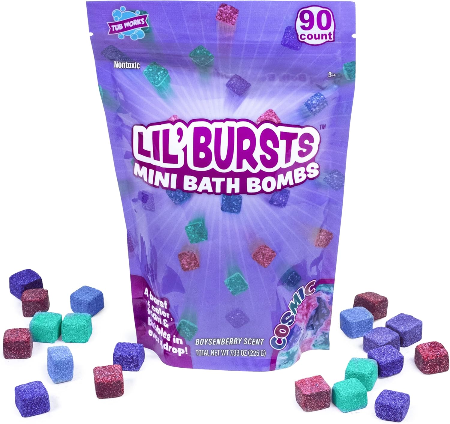 B.D. the Brobus / ILLSON　K-BOMB│NIPPS Tub Works® Lil' Bursts™ Mini Bath Bombs for Kids, 90 Count, Cosmic