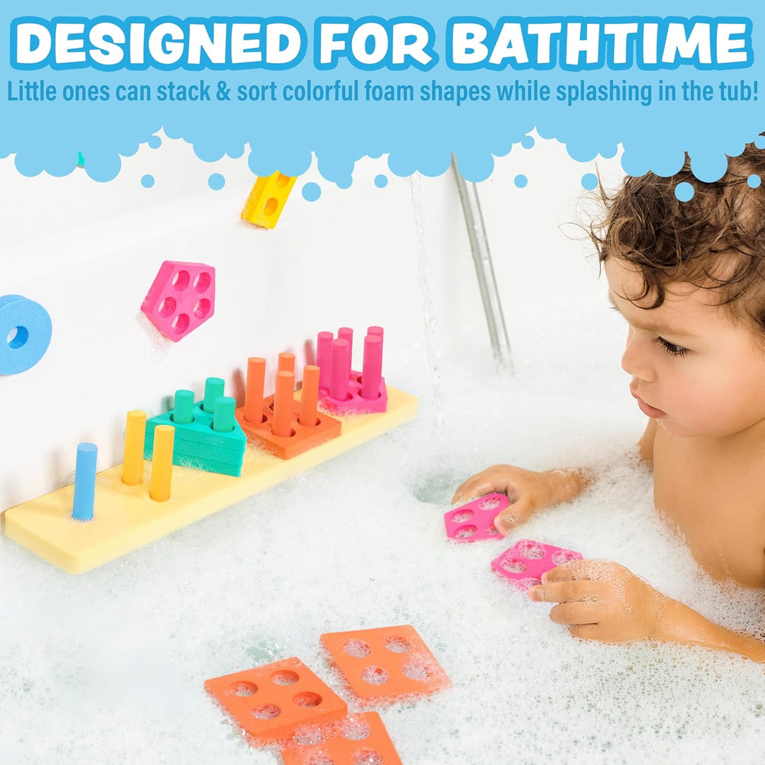 Shape Stack Sort Tub Works® Splash, Stack & Sort™ Shape Sorter & Stacking Toddler Bath ...