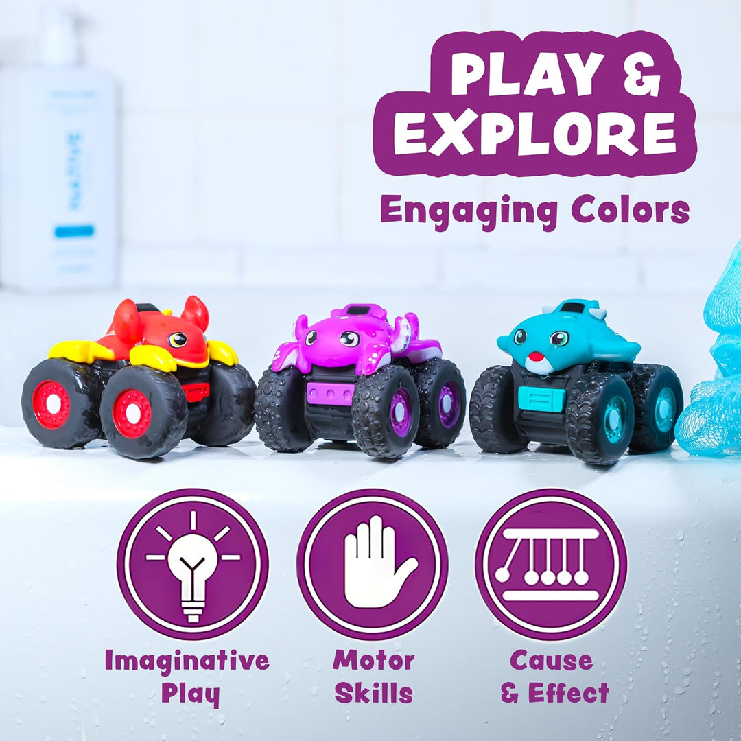 Tub Works® Monster Trucks™ Light Up Bath Toys, 3 Pack, Crab, Ray & Octopus
