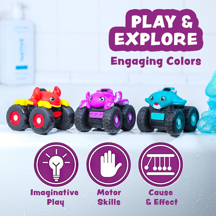 Tub Works® Monster Trucks™ Light Up Bath Toys, 3 Pack, Crab, Ray & Octopus