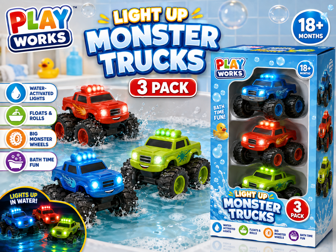 Play Works™ Light Up Monster Trucks 3 Pack