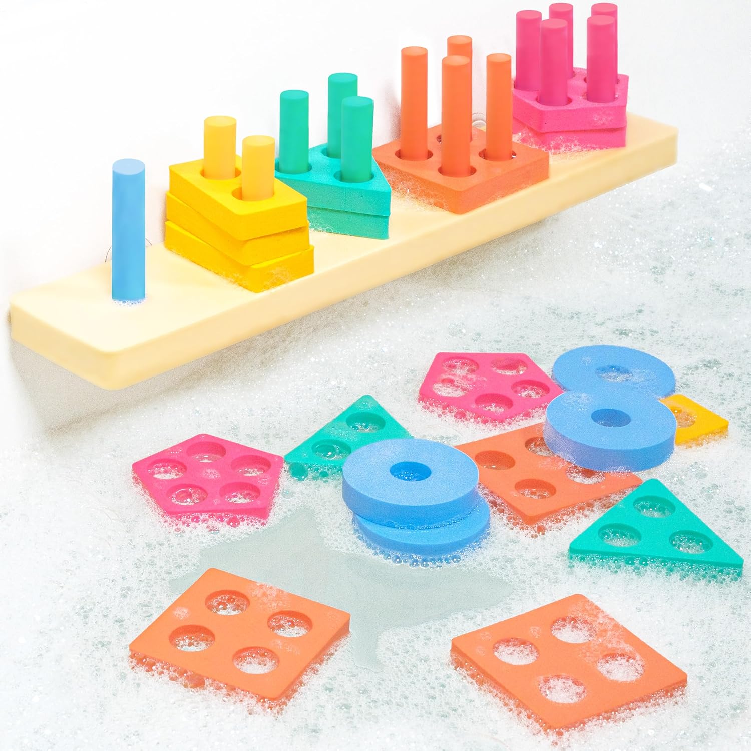 Tub Works® Splash, Stack & Sort™ Shape Sorter & Stacking Toddler Bath ...
