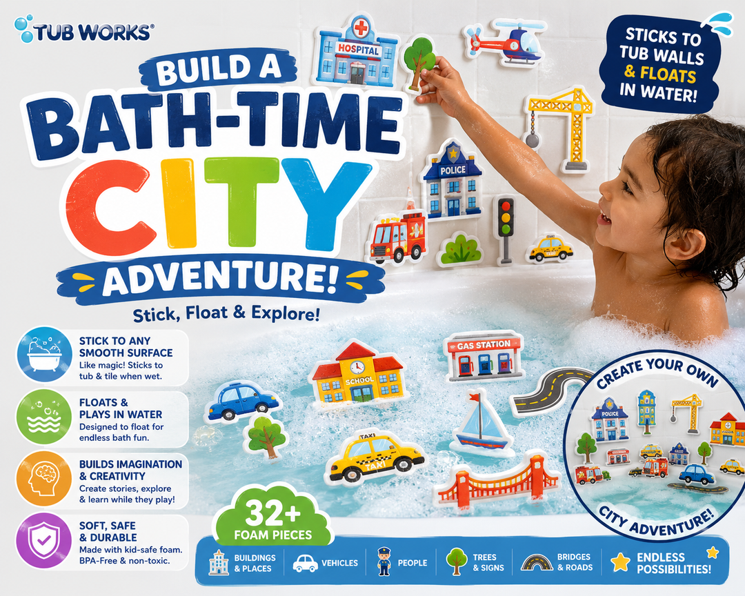 Tub Works® BUILD A BATH-TIME CITY ADVENTURE ™ Bath Toy Set