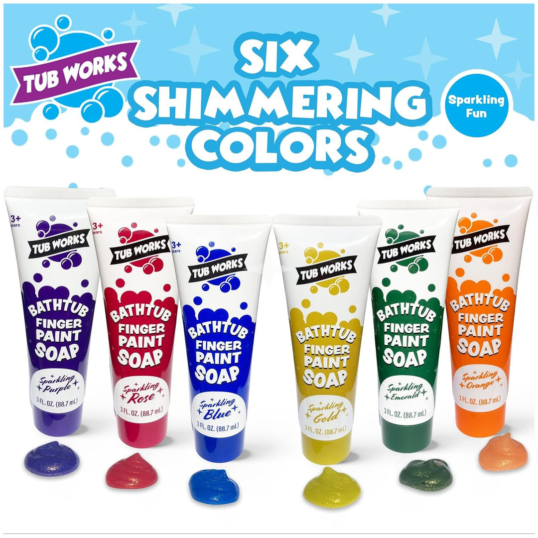 Tub Works® Bathtub Finger Paint Soap, Shimmer Colors 6 Pack