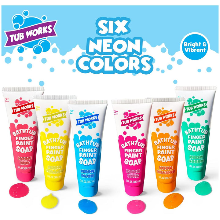 Tub Works® Bathtub Finger Paint Soap, Neon 6 Pack