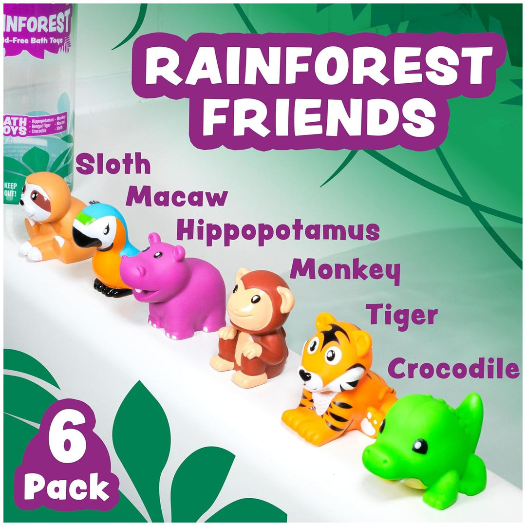 Tub Works® Rainforest™ Mold Free Bath Toys, 6 Pack