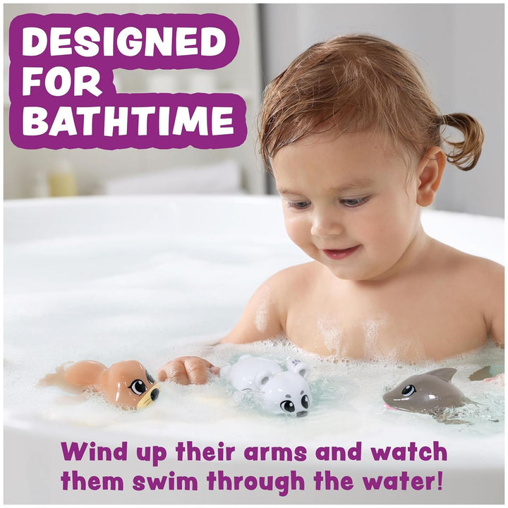 Tub Works® Wind Up Swimming Baby & Toddler Bath Toys, Arctic 3 Pack